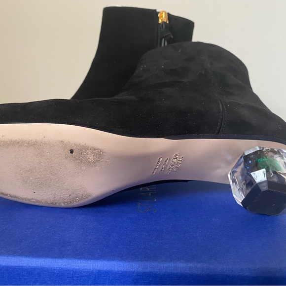 Stuart Weitzman - The Dark Star Bootie - suede ankle boot with crystal heel - Picture 5 of 7